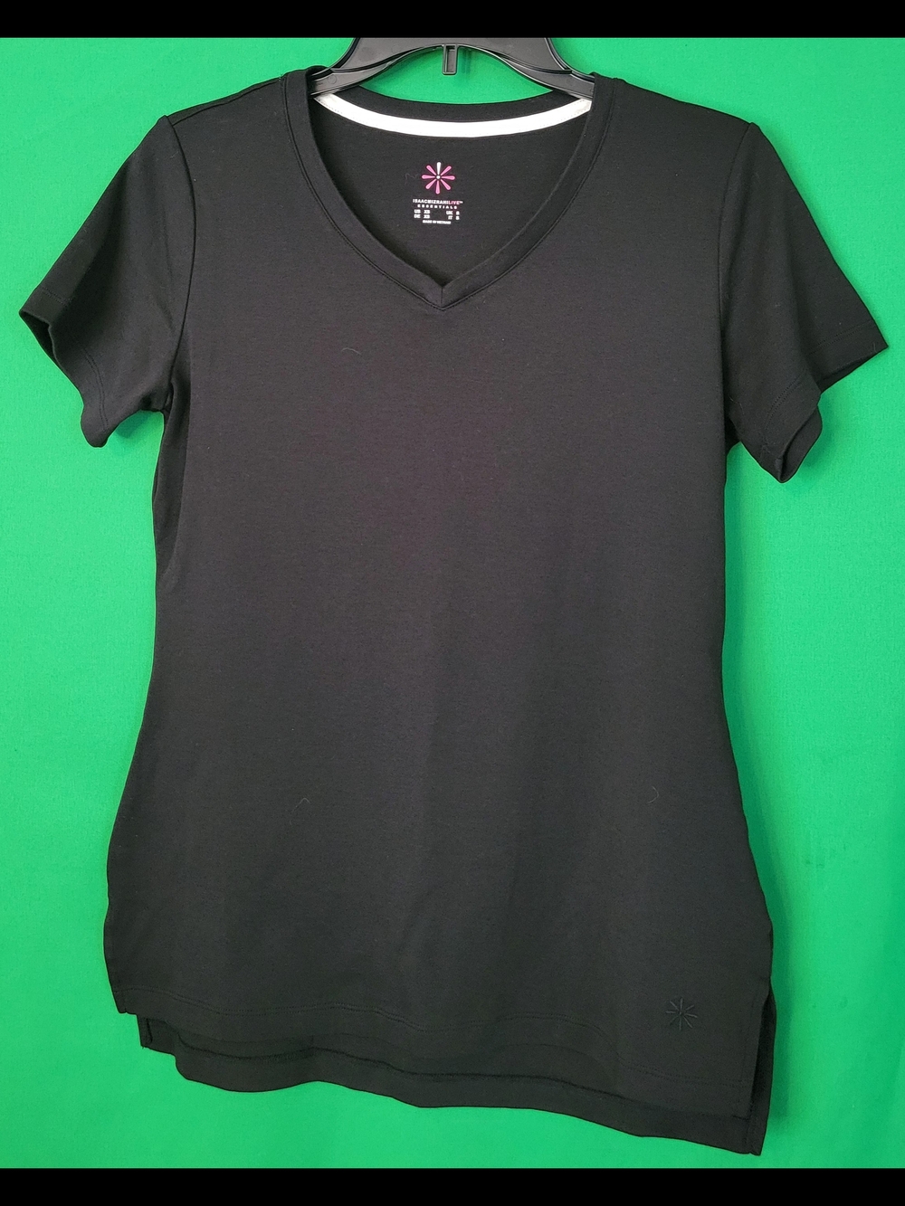 Isaac Mizrahi Live Essentials Black V-neck T-shirt Womens Size XS T Shirt